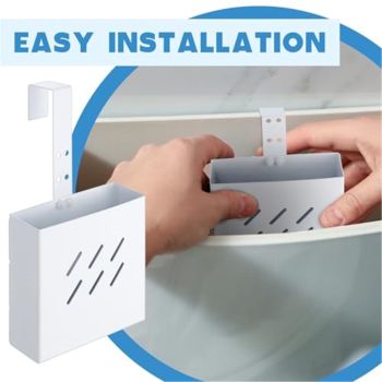 2 Pcs Large Size 4.33 x 4.33 x 1.38 Inch Stainless Steel Toilet Tank Cleaning Tablet Holder with Adjustable Hook to Hang Toilet Cleaner Box