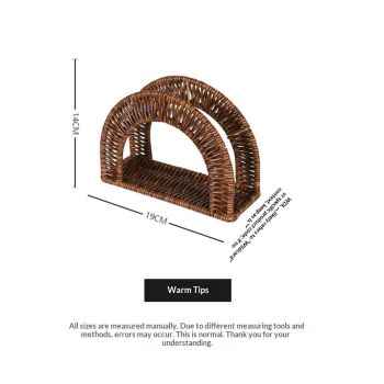 rattan weaving Paper Napkin Holder, Dinner Napkin Dispenser, Upright Rustic Tissue holder, Standing Tissue box, Resin Wicker, Dark Brown