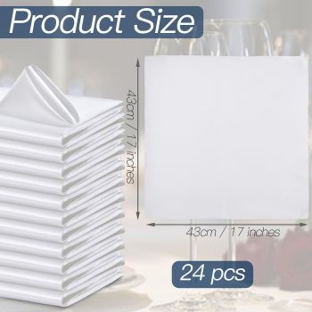 24 Pcs Silky White Satin Napkins 17 x 17 Inches, Square Smooth Wedding Dinner Napkins Satin Cloth Napkins Table Napkins for Banquet Party Restaurant Decor