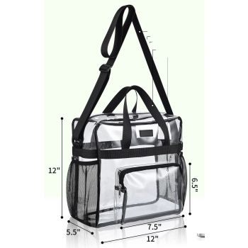 Clear bag for Stadium Events, Women's Top-Handle Bags for Concert Festival Work Large capacity transparent bag for carrying（black）