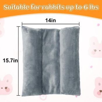 Bunny Bed for Rabbit Cage - Thickened Soft Prevent Sore Hocks Plush Mat with Cotton Lounger Pillows, Small Animal Flop Mat for Hutch Sleeping Indoor, Gray