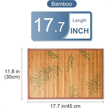 Placemats Set of 6, Bamboo Table Mats Set with Leaf Pattern, 17.7'' × 11.8'' Woven Placemat, Washable Heat-Resistant Place Mats for Kitchen, Brown Leaf