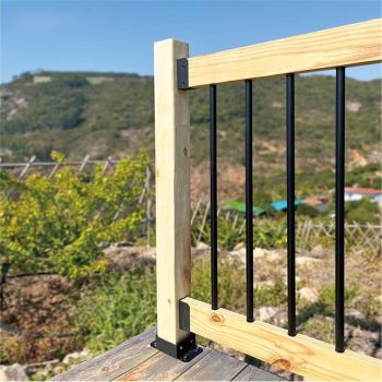 Stainless Steel 2" x 4" (Actually 1 ½" x 3 ½") Deck Railing Connector, for Deck Railing, Handrail, Barn and Beam end Connection Installation (4pc-Black)