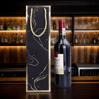 20 Pack Wine Gift Bag with Handles and Tissue Paper Wine Bottle Gift Bags for Christmas,Weddings,Holiday Party,black white