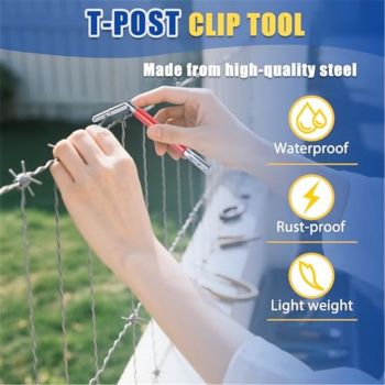 T-post Clips Tool Fixing Fence Clip and Wire Steel Bender T-post Handheld Twisting Tool, Multi Functional Bender