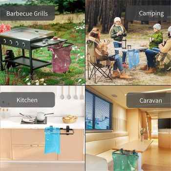 Trash Bag Holder, Over The Cabinet Trash Bag Holder for Kitchen, Stainless Steel Under Sink Bag Holder, Garbage Bag Holder for Kitchen, Cabinet, Camping, Picnics (Without Garbage Bag)
