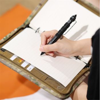 outdoor Padfolio Ring Binder of Leaf Paper, outdoor Notebook with Zippered Padfolio Organizer, Refillable Tactical Notebook 6-Ring A6 Notebook Paper