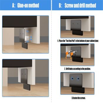 2 pack Foot Pull for Trash Cabinet Drawer, Hand-Free Design for Kitchen Garbage Cabinet, Touchless Opener for Full Overlay Cabinet Door, Black