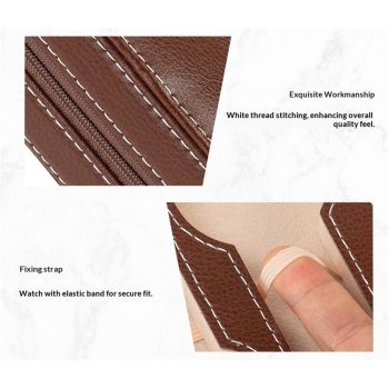 8 Slots Watch Display Box, Zippered Mens Watch Box Jewelry Display Case Portable Travel Collector Storage Organizer brown（oniy bag）