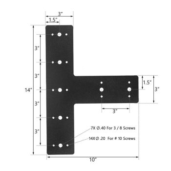 T Shape Steel Flat Bracket (1 pc) with Powder Coating as Mending Plate, Joining Brackets, Connecting Brackets, T Strap. Metal Plate with Holes, T Flat, T Plate for Truss framing