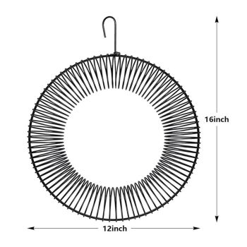 Whole Peanut black Wreath Feeder for Squirrels and Blue Jays,  Round Hanging Bird Feeder for Feeding Birds and Squirrels, 16" L x 12" W , Black
