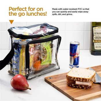 Clear Tote Bag with Adjustable Strap, Front Storage Compartment, and Mesh Pockets - See Through Zippered Clear lunch Bags for Work, School, Concerts（oniy bag）