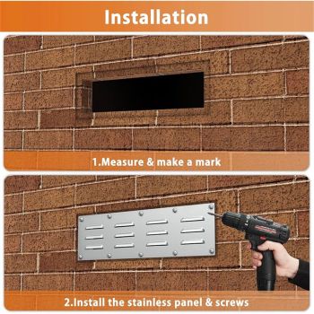 2 pack Stainless Steel Venting Panel for Grill Accessory, 15" by 4-1/2", for Masonry Fire Pits and Outdoor Kitchen（not include screws)
