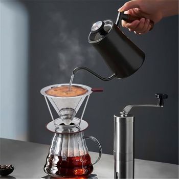 Pour Over Coffee Dripper Stainless Steel Coffee Filter Cone Filter Paperless Reusable Single Cup Maker With Non-slip Cup Stand