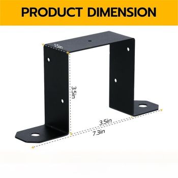4Pcs Black Strap Heavy Duty Wood Deck Fence Tie for 4"x4" Post U-Shaped Pipe Clamp Bracket Gazebo Mounting Brackets