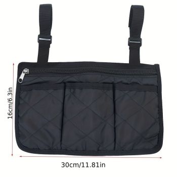 2pcs Wheelchair Armrest Accessories, Side Bags To Hang on Side With Bright Line Walker Pouches Waterproof Black Storage Fathers Mothers Day Gifts For Home (black )