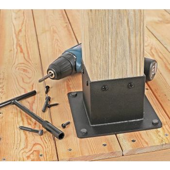 Post Stainless Steel Flange Anchor Base with Screws for Deck Railing，Black Finish (1 Pack)