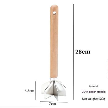Stainless Steel Meat Chopper,Food Grade 6-Blade Ground Beef Chopper Potato Masher Hamburger Smasher Tool for Kitchen Cooking Vegetable Puree