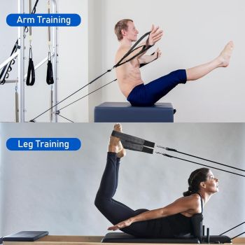 Pilates Straps - Double Loop D-Ring Straps for Reformer, Padded, Home Gym Workout 1 Pair Pilates Double Loop Straps for Reformer Fitness D-Ring Straps Handle,