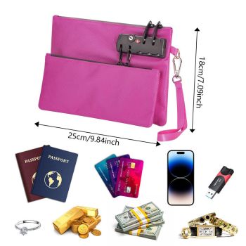 Money Bag with Lock, Double layer Men & Women's Locking Accessories Pouch, Bank Bag, Passports, Notary Supplies, Valuable StorageBag,CashBag and Zipper NotaryBag with Lock