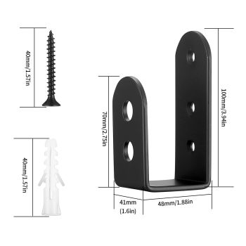 Door Barricade Brackets, 2 Pcs Door Security Barricade Brackets, Heavy Duty Doors Security Bracket for  Lumber, Open Bar Security Holder U Bracket