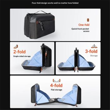 Carrying Bag Pouch Travel Large Soft Case Multilayer Storage Accessories ,4 fold small tool storage bag, portable power bank, suitable for commuting travel (Black,oniy bag)