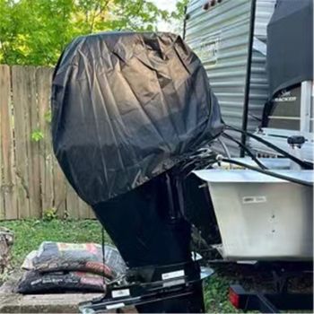 Boat Marine Outboard Engine Cover, Heavy Duty Hood Motor Cowling Lightweight Protector, Black Waterproof UV Resistant 210D Oxford fabric Windproof Straps