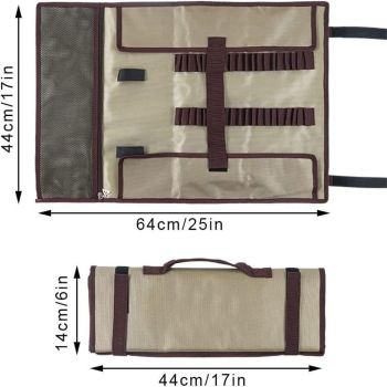 Heavy Duty Tent Nail and Hammer Storage Bag Oxford Stakes Pegs Pouch Holder Case - Tent Pegs Not Included（khaki）