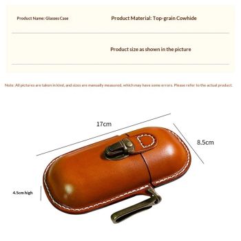 Handmade Leather Eyeglass Case Hard Shell Retro Men And Women Sunglasses Nearsighted Glasses Hooks Protection Box.（oniy box）
