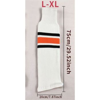 Series Multiple Colors Knit Hockey Socks Junior To Senior（L-XL） Men's Knee High Tube Socks WHITE HOCKEY SOCKS