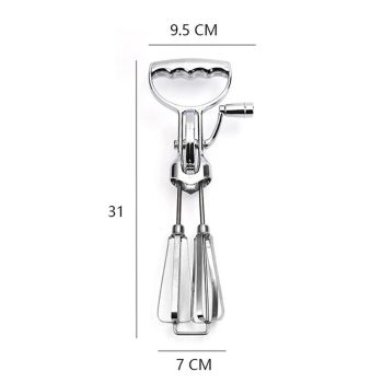 Baking hand cranked electroplated egg beater, dual wheel stainless steel kitchen mixer, cake baking tool Egg Beater Classic Hand Crank Style Stainless Steel Mixer （large size）