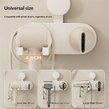 Hair Dryer Holder Wall Mounted, Hair Dryer Organizer Self Adhesive Compatible with Blow Dryer BlowDryer Holder Wall Mounted for Bathroom milky white
