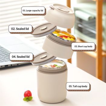 30oz Adults Vacuum Insulated Wide Mouth Soup Food Thermos Hot Food Jar with Keep Thermal Portable 2 Tier Stackable Bento Hot Food Containers Lunch Boxes
