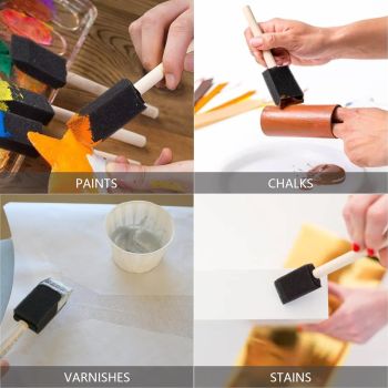 200 Pack 1 inch Foam Brush Bulk Foam Paint Brush Sponge Paint Brush with Wood Handle for Acrylics, Stains, Varnishes, Crafts