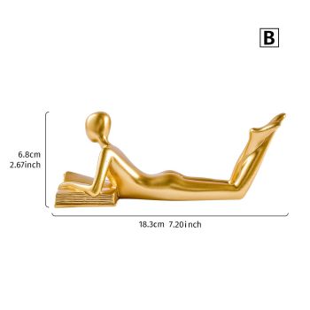 Gold Home Decor Thinker Reading Women Statue for Living Room, Modern Shelf Decor Accent Decorations, Resin Collectible Figurines Display for Office Bedroom Table Desk,Gold