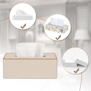 Fashion Leather Tissue Box Holder,Rectangular Tissue Box Cover for Bathroom Dresser Night Stand,Napkin Box Drawer Paper Dispenser,Home Office car Tissue Holder with Magnetic Bottom (Beige)