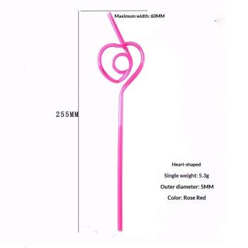 40 Pieces Valentines Plastic Straws Heart Shaped Drinking Straws Decorative Heart Straws for Valentine's Day Wedding Party Supplies, Red and Pink