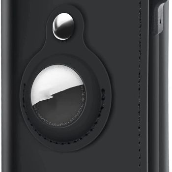 AirTag Wallet Genuine Leather Air Tag Wallet RFID Technology Credit Card Holder with Minimalist Wallet for Men for Apple AirTag (No Airtag Included)(Black)