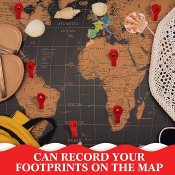 creative Wood Push Pins Decorative Map Thumb Tacks for Travel Hanging Art Picture Photo Tapestry Painting Bulletin Cork Board Cubicle Wall DIY Craft Home School Office Use (Red Star, 300PCS)