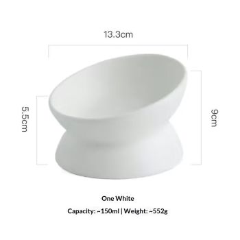 Elevated Cat Food Bowl, 5 Oz Ceramic Raised and Tilted Water Bowl, Anti Vomiting and Protect Pets' Spines Dishes for Small Dog, Fat Faced Cat, Kitten ( 2 Pack)