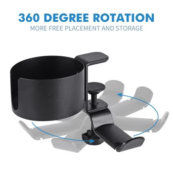 2 in 1 Desk Cup Holder with Headphone Hanger, Anti-Spill Cup Holder for Desk or Table, Easy to Install, Sturdy and Durable, Enough to Hold Coffee Mups, Water Bottles, Headphones