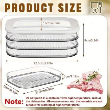 Rounded Stackable Food Storage Box | 3 Compartments with 1 Universal Transparent Framed Lid | Ideal for Cold Cuts, Cheese, and More | BPA-Free, Nordic White (17oz/500ml)