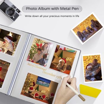 Large Photo Album Self Adhesive 4x6 5x7 8x10 Scrapbook Album DIY Picture Book,Gifts for Mom,Family Baby and Wedding,with Metal Pen and Plastic Board