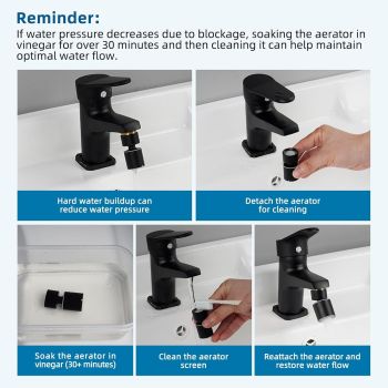Faucet Aerator, 360° Swivel Kitchen Sink Aerator, 2-Flow Sink Sprayer Attachement, Faucet Replacement Part Female Thread - Matte Black