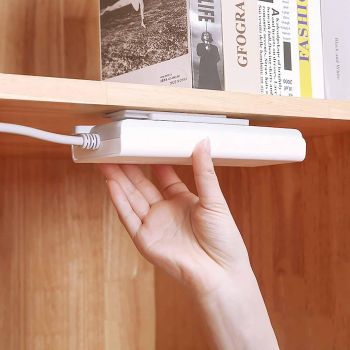 24 Pack Self Adhesive Power Strip Holder, Power Strip Holder Desktop Mobile Punch Free Socket Holder, Desktop Socket Fixer for Kitchen Home Office and Cable Management(White)