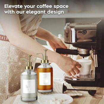 Olive Oil Dispenser for Kitchen, Cooking Oil and Vinegar Dispenser Set, Olive Oil Bottle, Soy sauce dispenser, coffee syrup bottles with stainless steel pourers - 2 pcs, Gold
