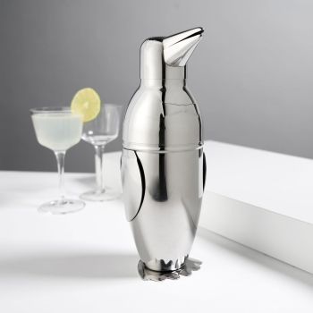 Kitchen Bar Penguin Cocktail Shaker, 18/8 Stainless Steel, Mirror Finish, 3-Piece Set, Holds 17-Ounces