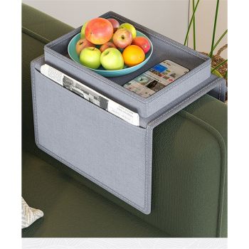 Sofa Armrest Organizer with Cup Holder Tray Chair Arm TV Remote Holder for Recliner Couch Armchair Caddy Bedside Storage Pockets Bag for Cellphone Tablet Book Magazines Drinks Holder Pouch