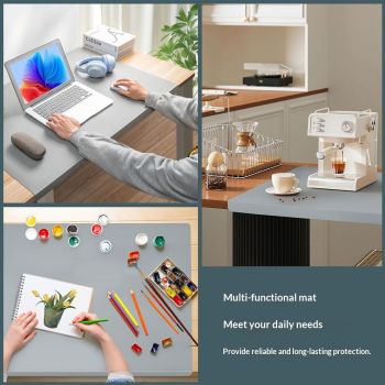 Office Desk Pad, Writing Mat with Full Grip Fixation Lip, Non-Slip silicone Table Blotter Desk Protector Gaming Mat Laptop Keyboard Working Mat, Waterproof Table Protective Pad 71*50cm