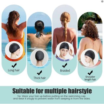 2pcs Silicone Swim Cap,Comfortable Bathing Cap Ideal for Curly Short Medium Long Hair, Swimming Cap for Women and Men, Shower Caps Keep Hairstyle Unchanged…